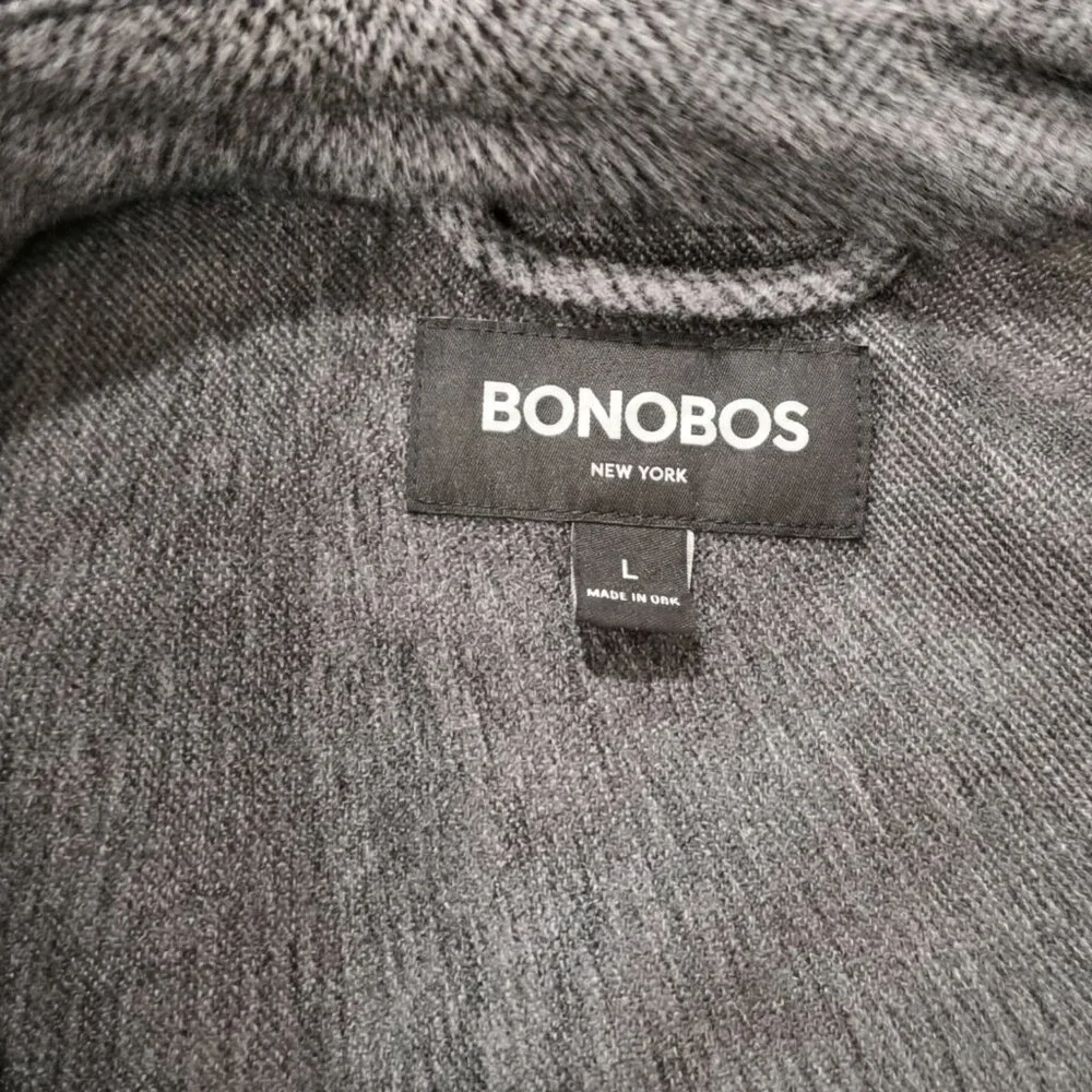 Bonobos | Grey Herringbone Sweater Overshirt | Size Large - Picture 10 of 10